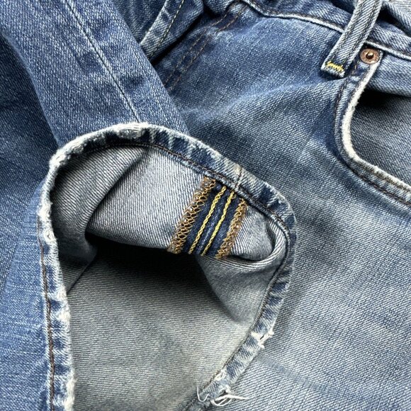 VTG Lucky Brand Dungarees Wide Leg Jeans Baggy Mens 38 Blue Y2K Relax Distressed - Picture 9 of 11